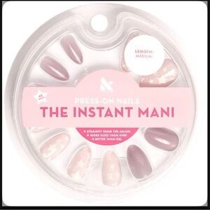 Olive And June Pink Glue Medium Press-On Nails Set